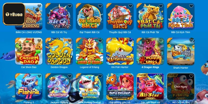 Danh sách đối tác tại sảnh bắn cá