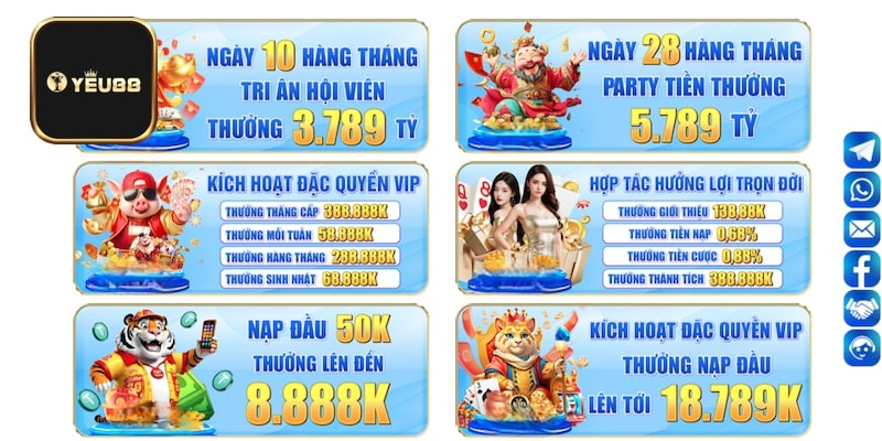 Cập nhật một số khuyến mãi khủng tại Yeu88