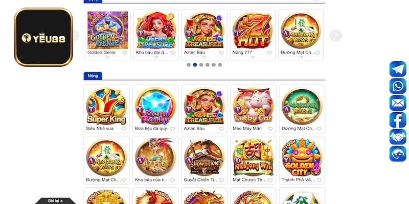 Vô vàn trò chơi và sảnh game slot tại Yeu88